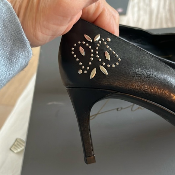 Neiman Marcus NWT Lola Cruz Black Pointy Toe Studded Pump Hot Dance FUN🌈 - Picture 6 of 8